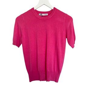 Zara Fuchsia Stretch Knit Short Sleeve Top